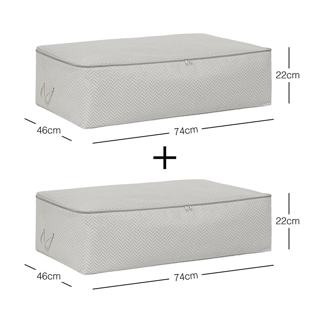 Ocean Home Textile 2'li Mega Boy Gri Balıksırtı Baza Altı Hurç Set 74 X 46 X 22 Cm görseli 2