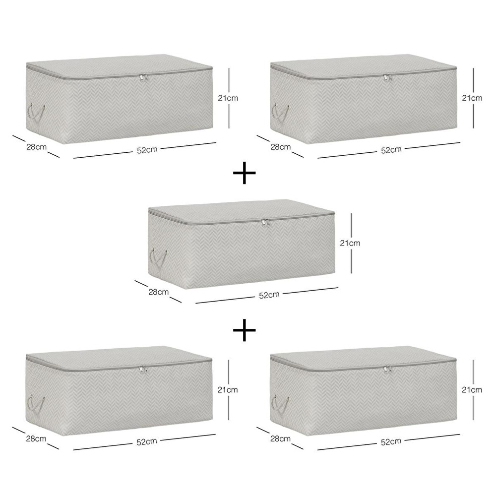 Ocean Home Textile 5'li Orta Boy Gri Balıksırtı Hurç Set 52 X 28 X 21 Cm görseli 3