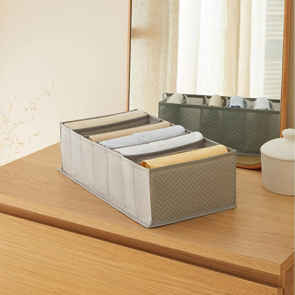 Ocean Home Textile 7 Bölmeli Gri Balıksırtı Çekmece Düzenleyici 22 X 41,5 X 12 Cm görseli 1