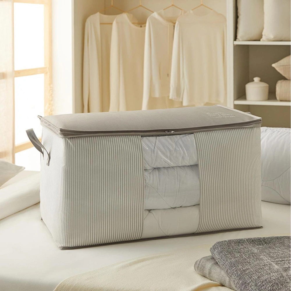 Ocean Home Textile Mega Boy Pvc Pencereli Gri Çizgili Stuff & Things Hurç 75 X 40 X 40 Cm görseli 1