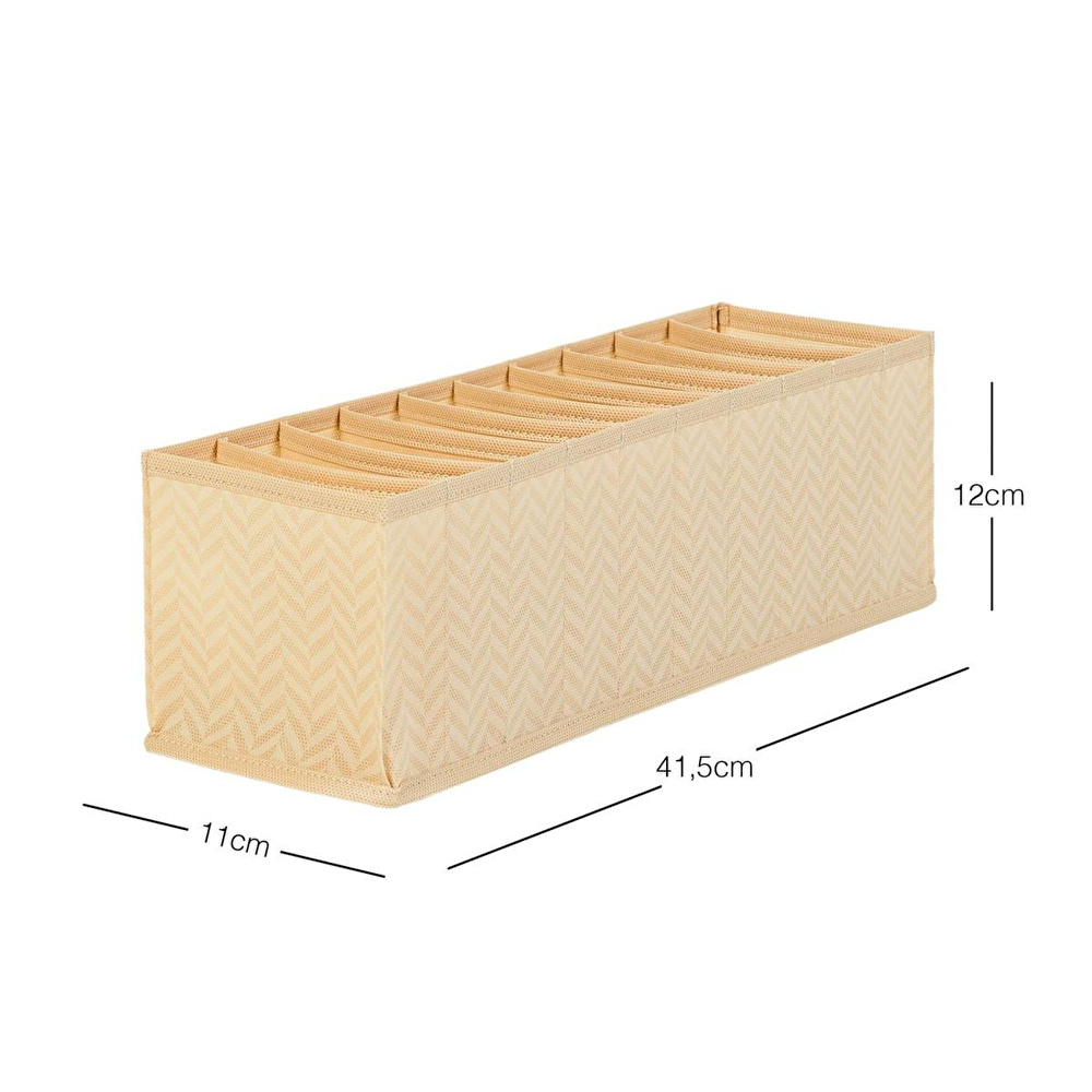 Ocean Home Textile 10 Bölmeli Bej Balıksırtı Çekmece Düzenleyici 11 X 41,5 X 12 Cm görseli 2