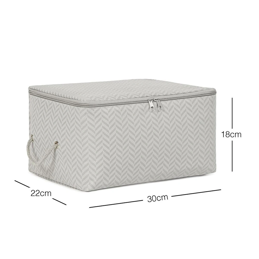 Ocean Home Textile Küçük Boy Gri Balıksırtı Hurç 30 X 22 X 18 Cm görseli 2