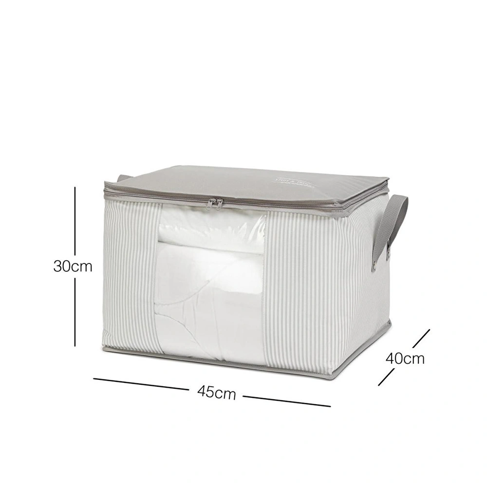 Ocean Home Textile Orta Boy Pvc Pencereli Gri Çizgili Stuff & Things Hurç 45 X 40 X 30 Cm görseli 4