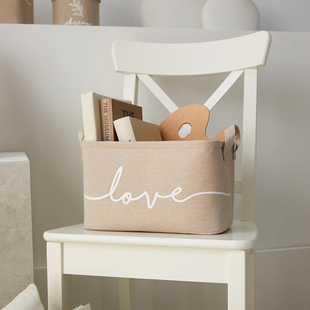 Ocean Home Textile Bej Renk Love Sepet 30 X 21 X 18 Cm görseli 5
