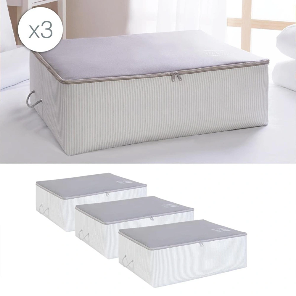 Ocean Home Textile 3'lü Büyük Boy Gri Renk Stuff & Things Baza Altı Hurç Set görseli 1