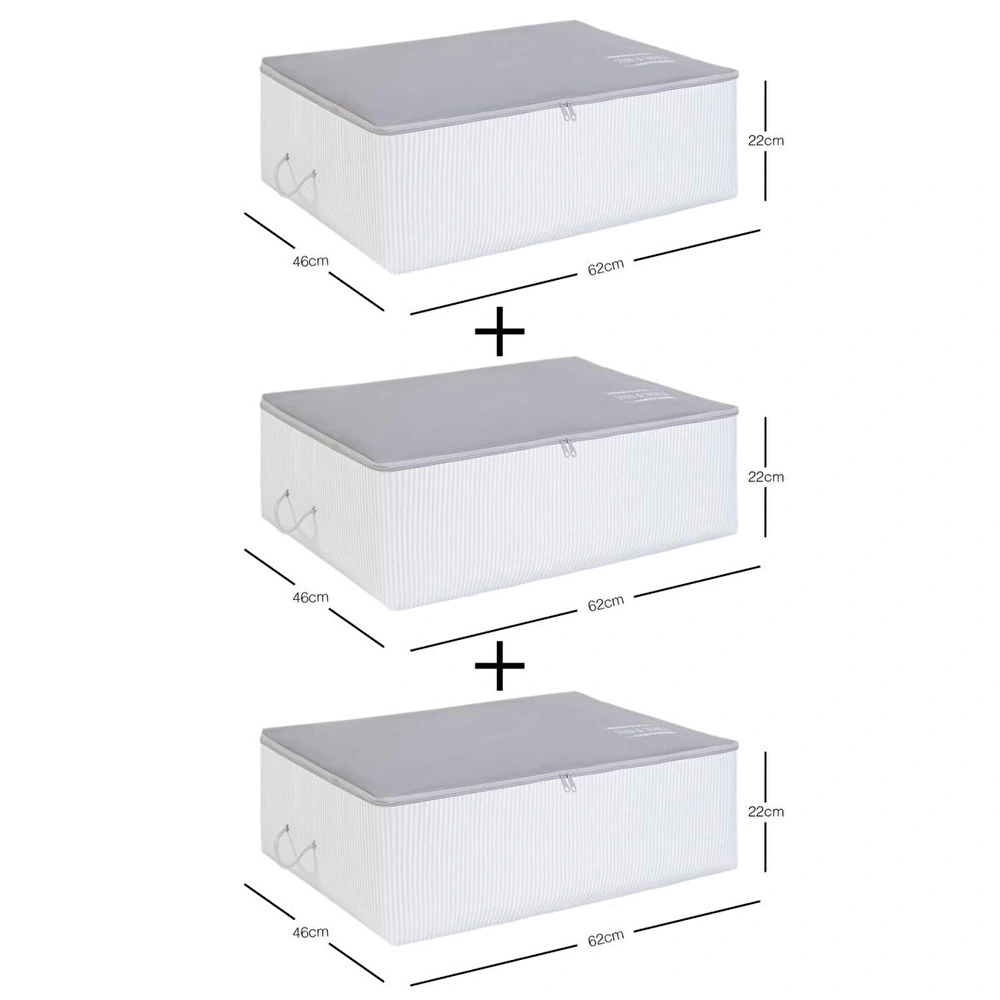 Ocean Home Textile 3'lü Büyük Boy Gri Renk Stuff & Things Baza Altı Hurç Set görseli 2