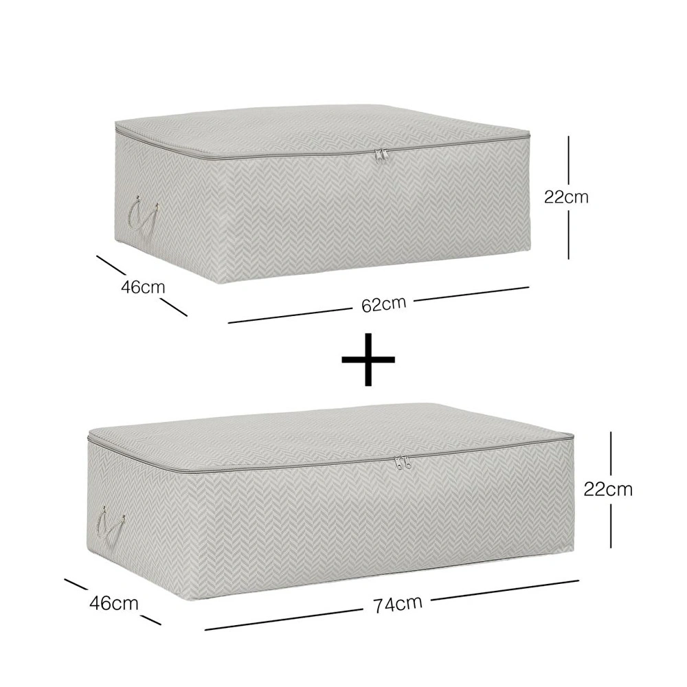 Ocean Home Textile 2'li Gri Balıksırtı Baza Altı Hurç Set görseli 3