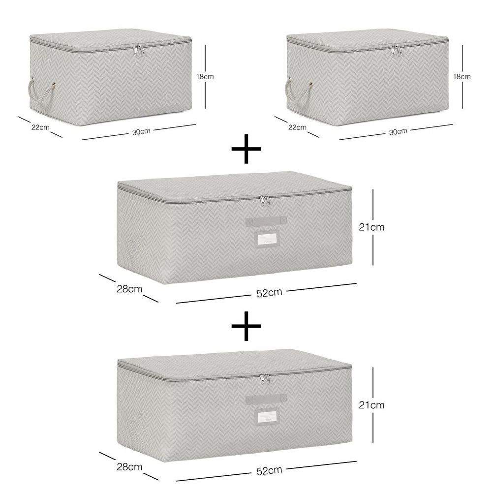 Ocean Home Textile 4'lü Gri Balıksırtı Hurç Set 2 Adet 30 X 22 X 18 / 2 Adet 52 X 28 X 21 Cm görseli 3