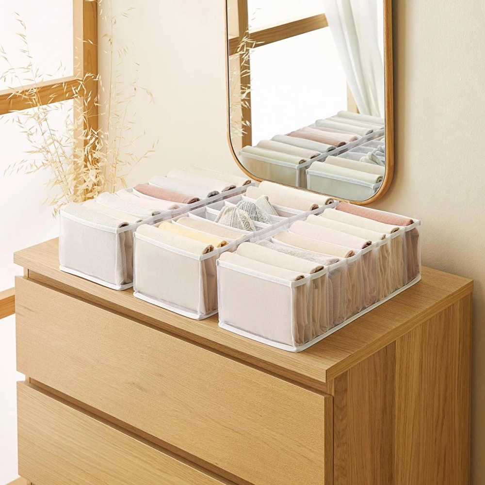 Ocean Home Textile 3'lü 8 Bölmeli Beyaz Renk File Çekmece İçi Düzenleyici Set görseli 1