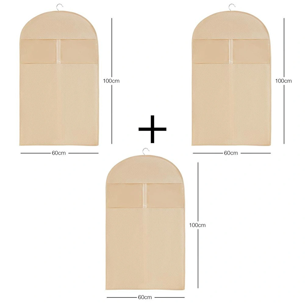 Ocean Home Textile 3'lü Bej Balıksırtı Elbise Kılıfı Set görseli 3
