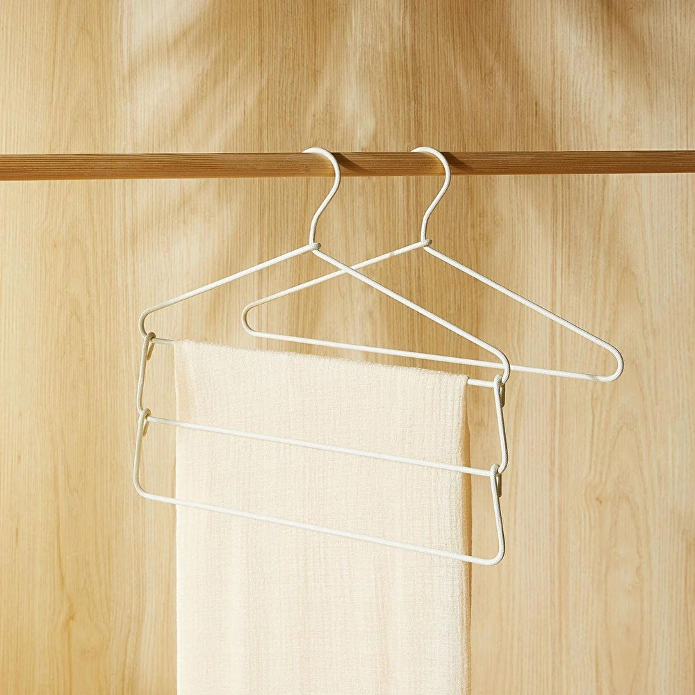Ocean Home Textile 3 Katlı Ekru Renk Kumaş Kaplı Metal Giysi Askısı 42 X 41 X 0.5 Cm görseli 1