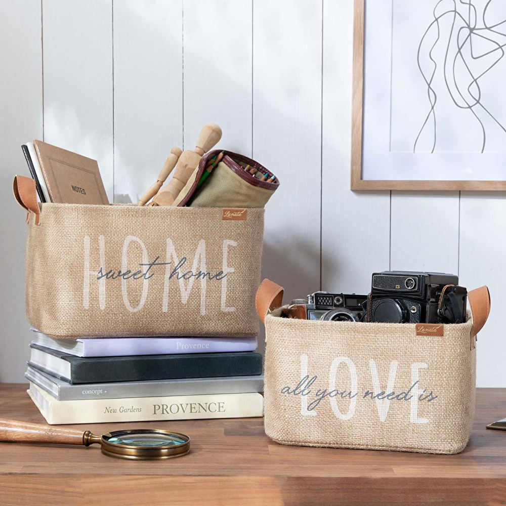 Ocean Home Textile 2'li Astarlı Jüt Sepet Set görseli 4