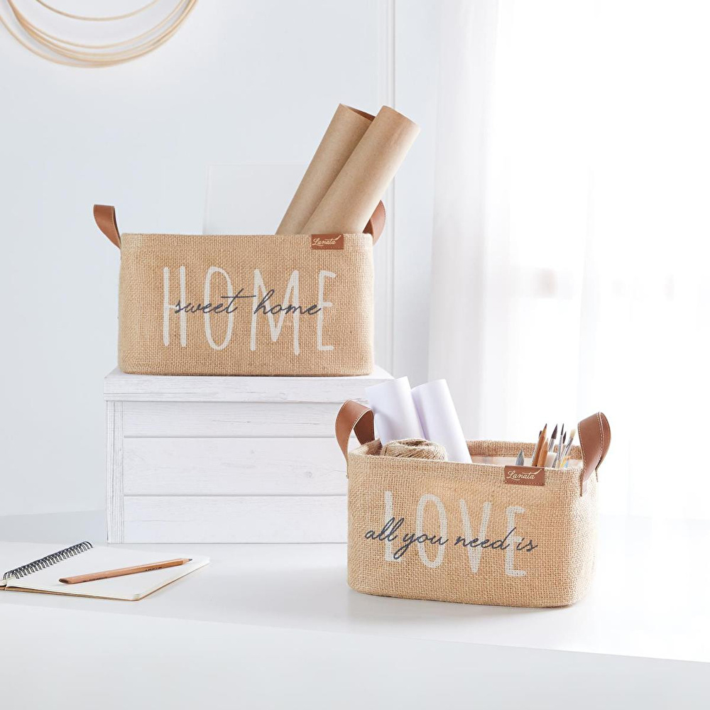 Ocean Home Textile 2'li Astarlı Jüt Sepet Set görseli 1