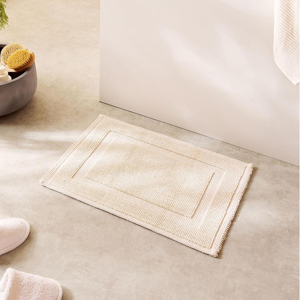Ocean Home Textile Yıkanabilir Pamuklu Ekru Renk Banyo Paspası 40 X 60 Cm görseli 1