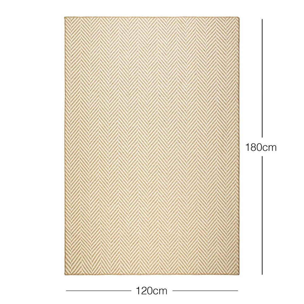 Ocean Home Textile Ekru Renk Balıksırtı Jüt Halı Kilim 120 X 180 Cm görseli 4