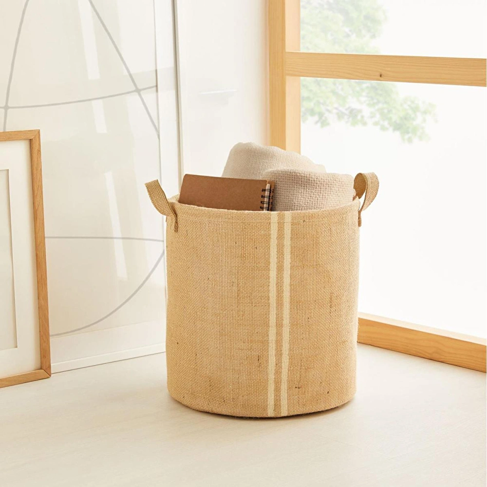 Ocean Home Textile Çizgili Jüt Sepet 30 X 31 Cm görseli 4
