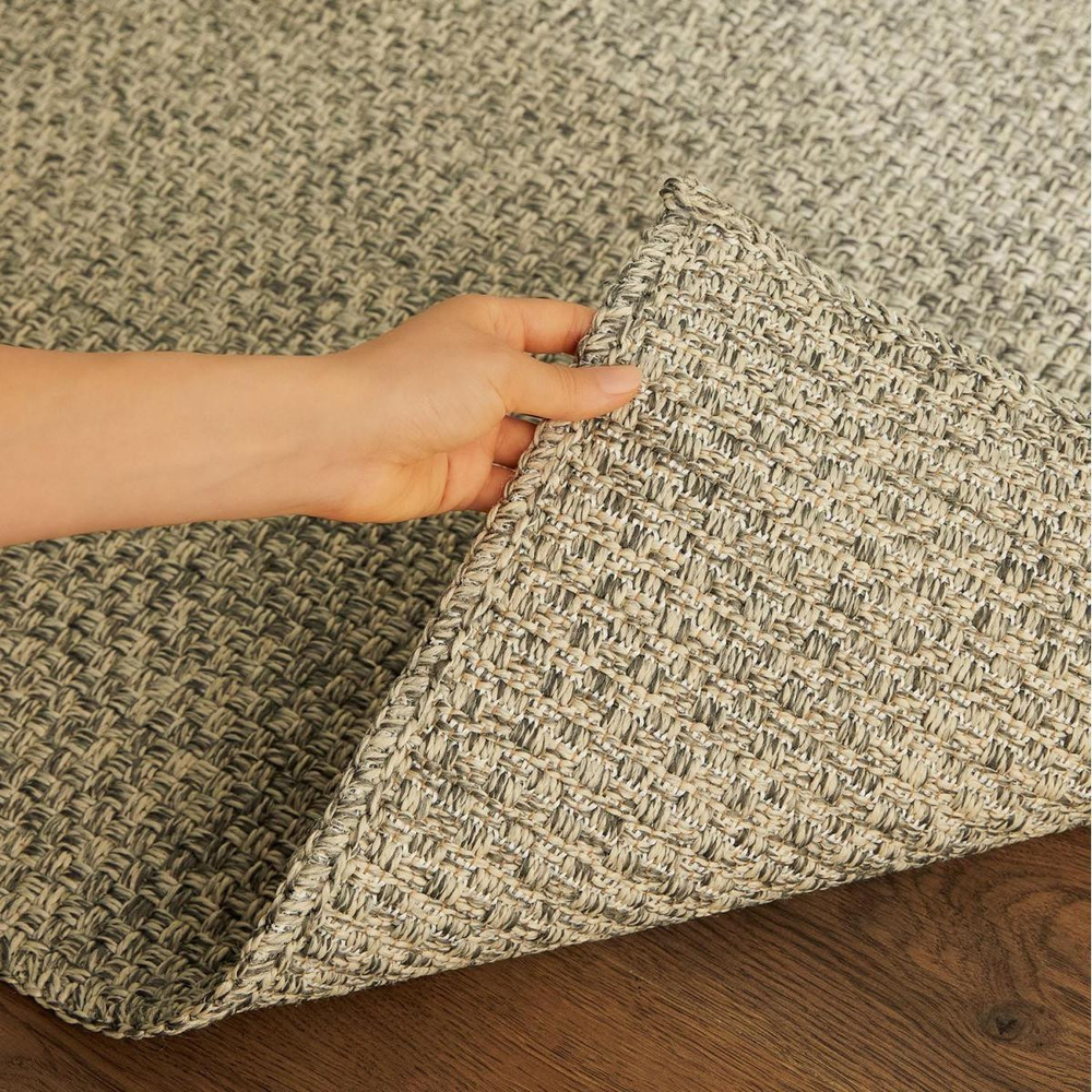 Ocean Home Textile Yıkanabilir Jüt Görünümlü Gri Renk Hasır Desenli Halı Kilim 120 X 180 Cm görseli 2