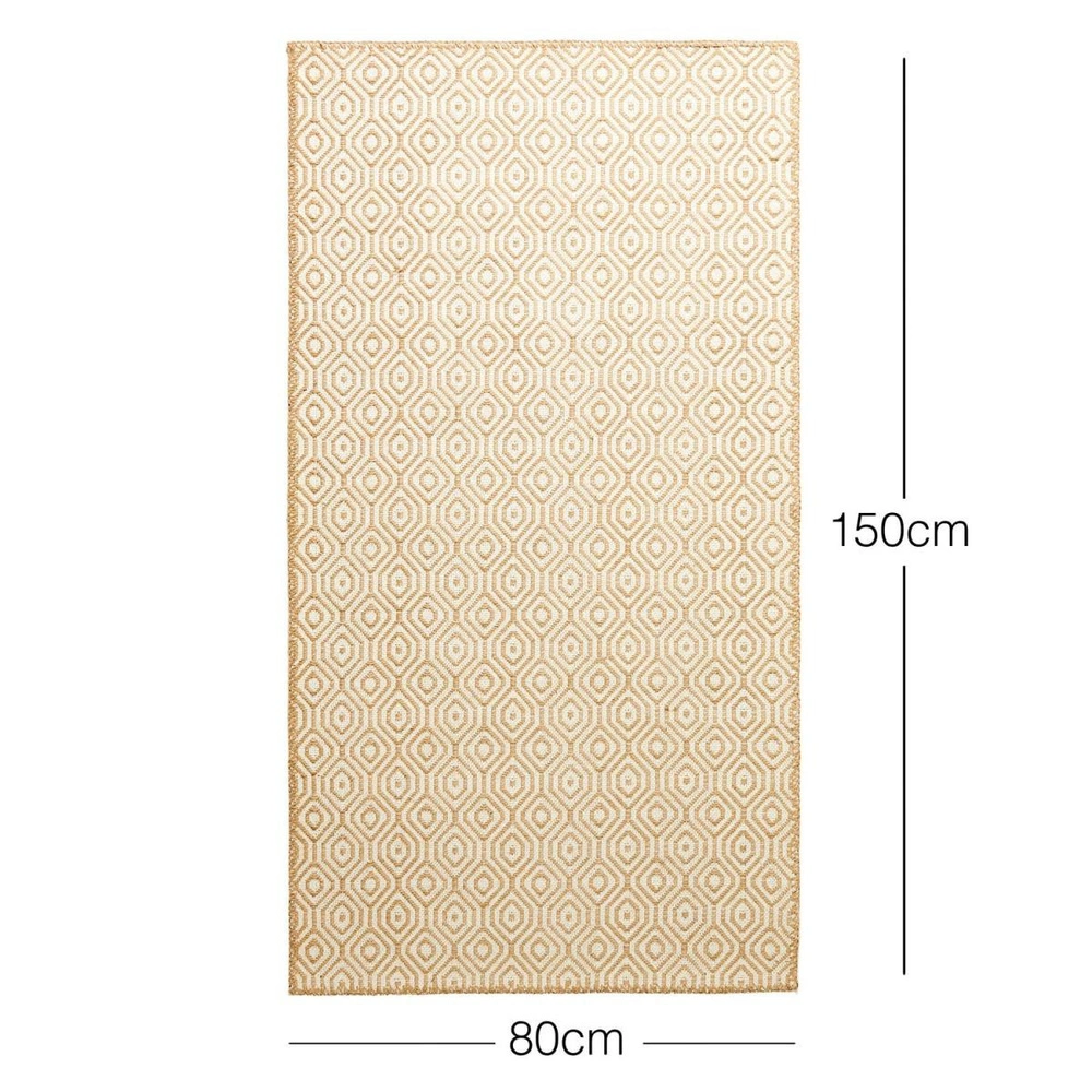Ocean Home Textile Ekru Renk Karo Desenli Jüt Halı Kilim 80 X 150 Cm görseli 4