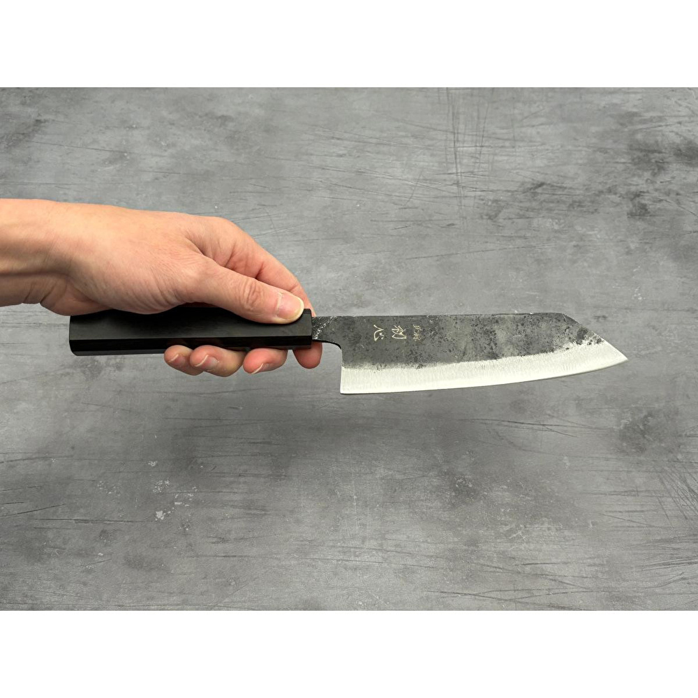 Hatsukokoro Bunka Şef Bıçağı - Aogami #2 - Kurouchi 165mm - Abanoz Sap görseli 4