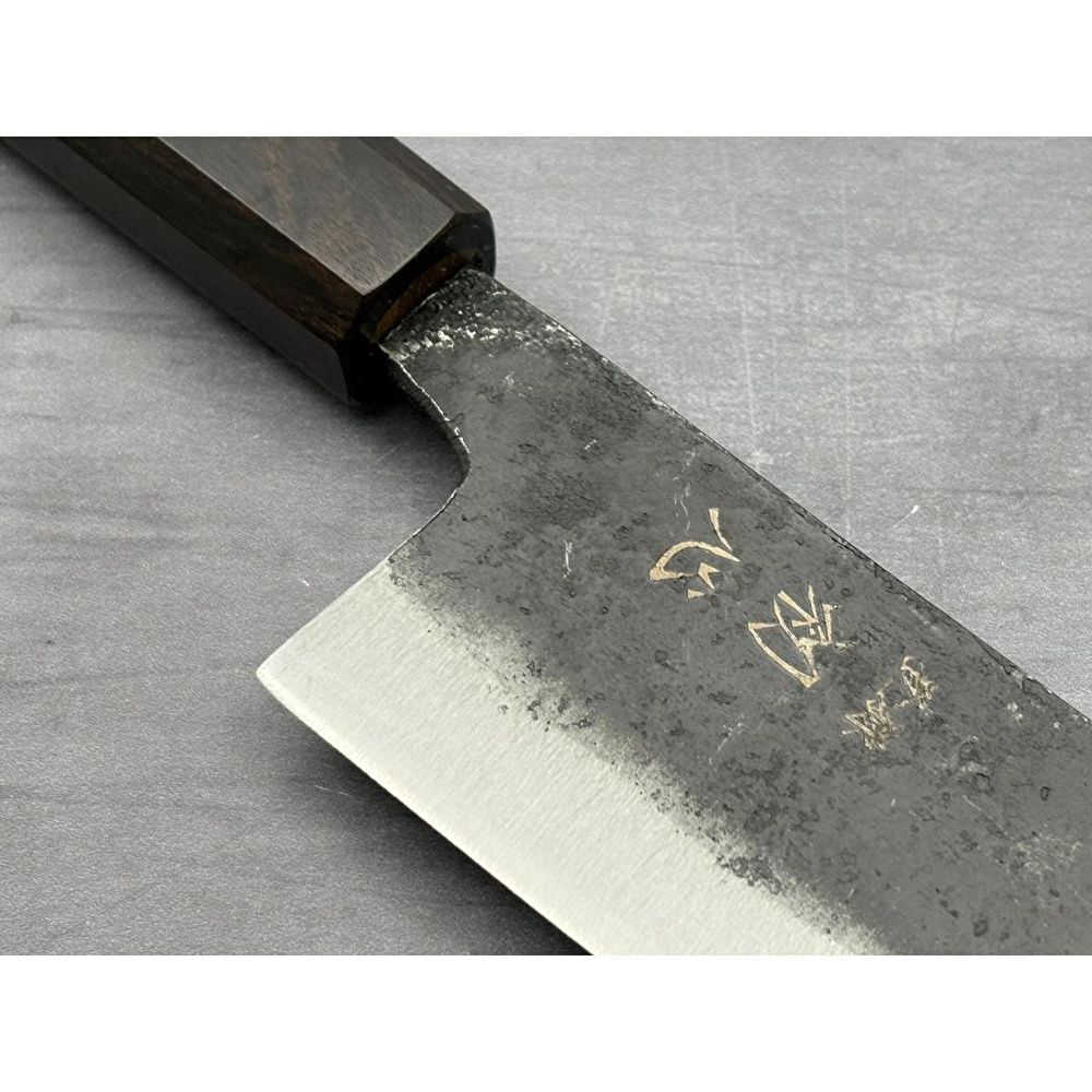 Hatsukokoro Bunka Şef Bıçağı - Aogami #2 - Kurouchi 165mm - Abanoz Sap görseli 5