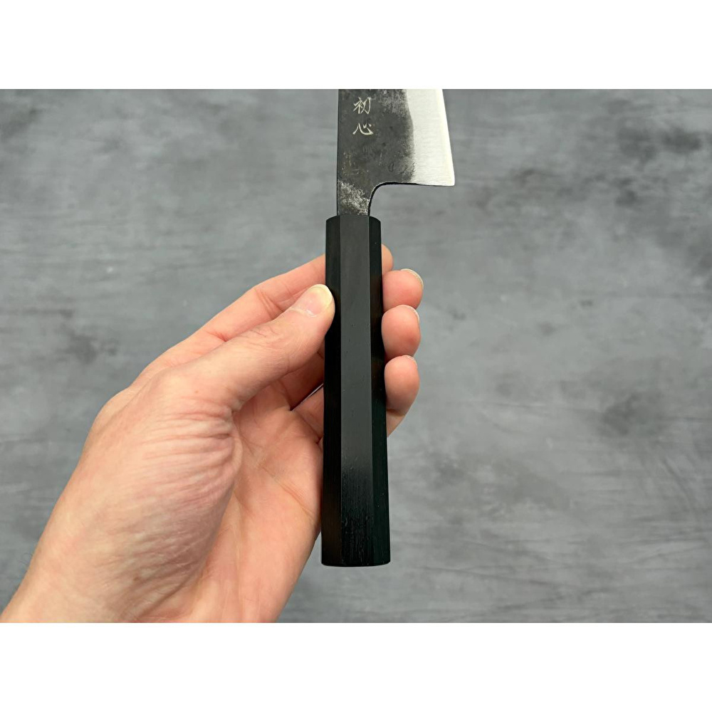 Hatsukokoro Ko Bunka Şef Bıçağı - Aogami #2 - Kurouchi 120mm - Abanoz Sap görseli 5