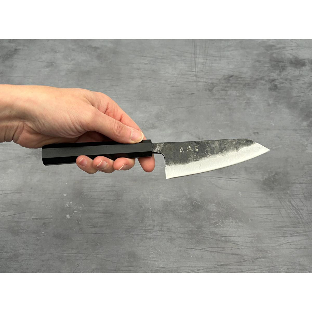 Hatsukokoro Ko Bunka Şef Bıçağı - Aogami #2 - Kurouchi 120mm - Abanoz Sap görseli 3