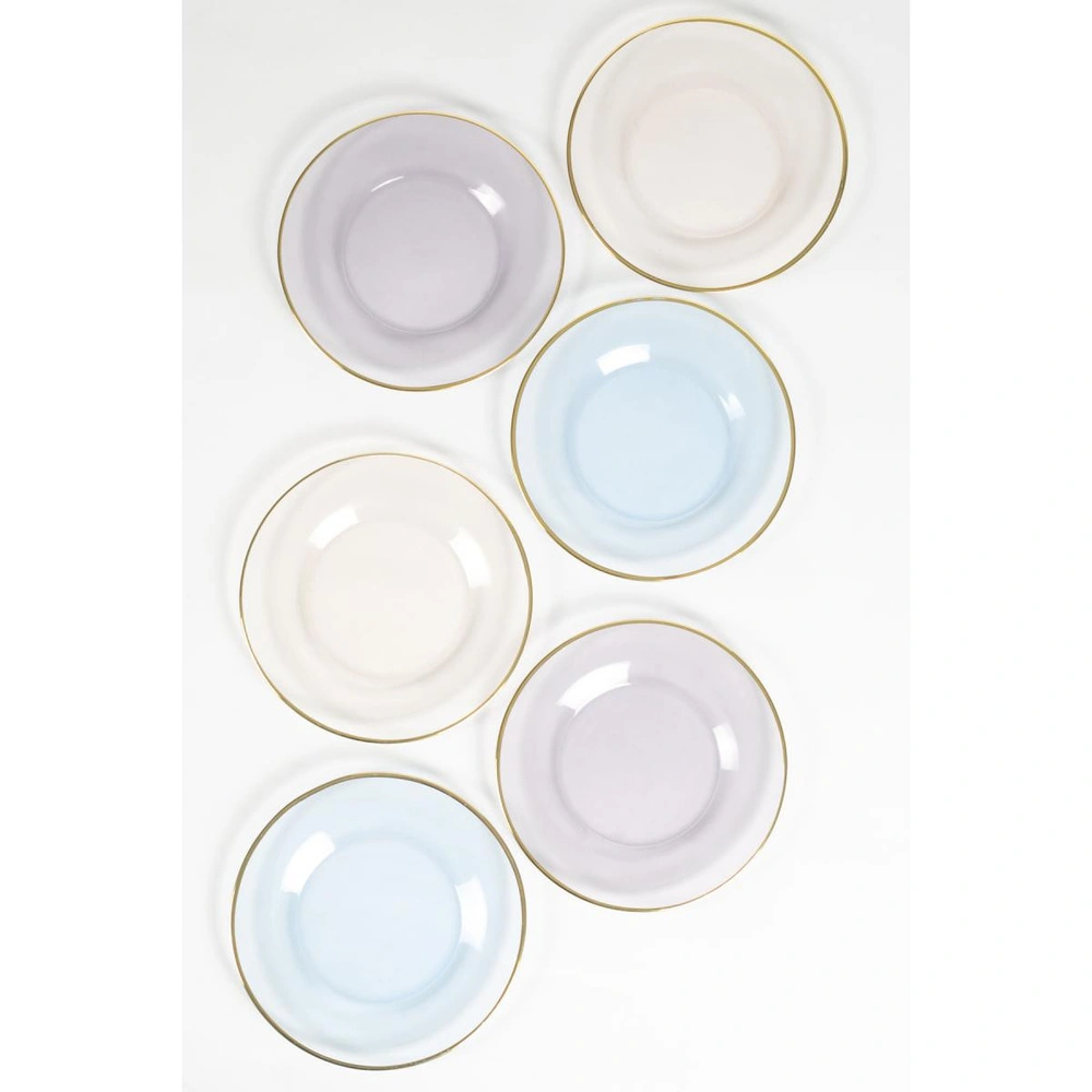 Rakle Five O Clock 6'lı Cam Pasta Tabağı Seti 19 Cm görseli 3