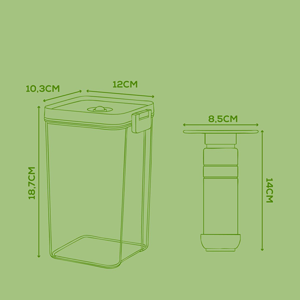 Vienev 7'li Vakumlu Saklama Kabı Seti | 6x 1,3 Litre Kap + Manuel Pompa görseli 2