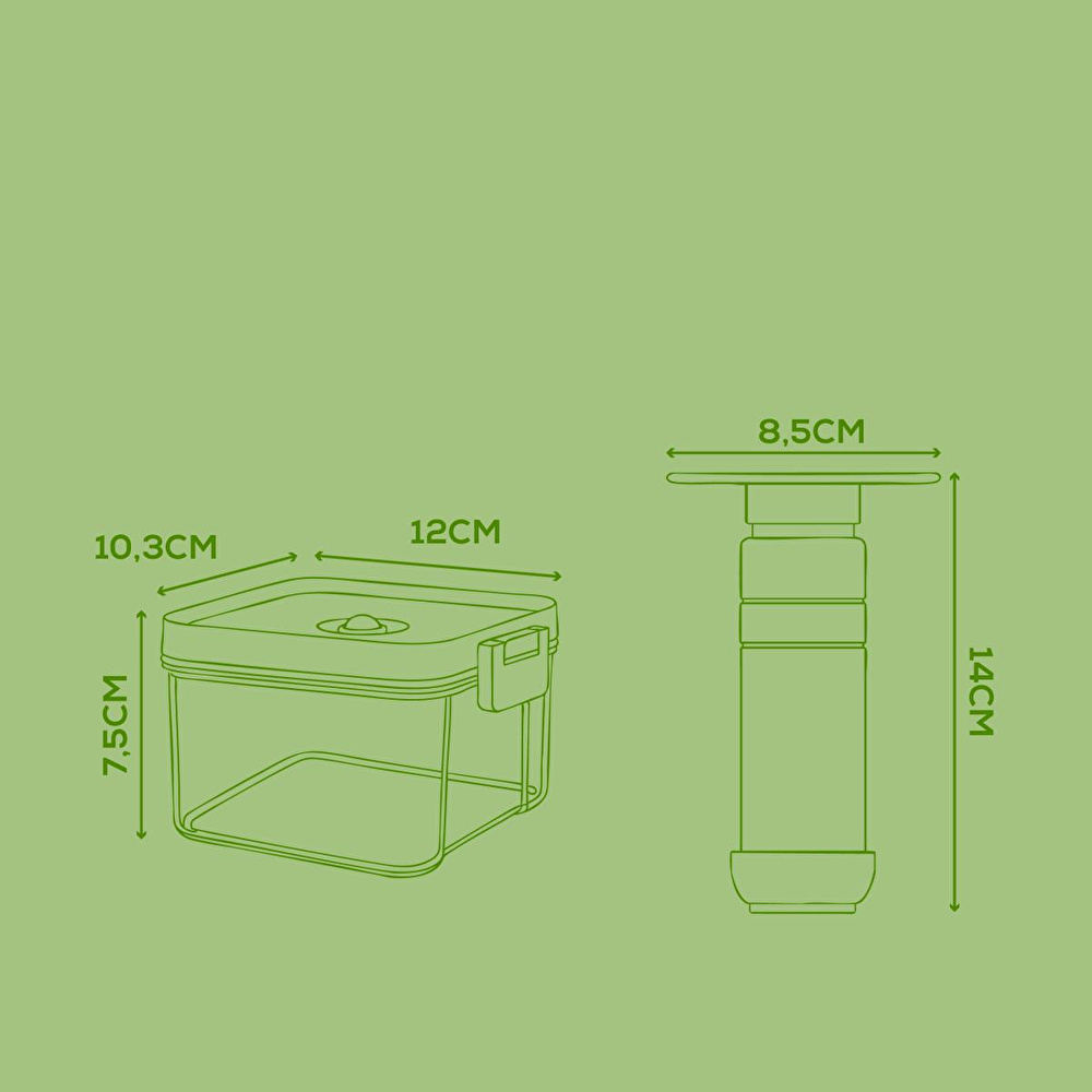 Vienev 4'lü Vakumlu Saklama Kabı Seti | 3x 0,5 Litre Kap + Manuel Pompa görseli 2
