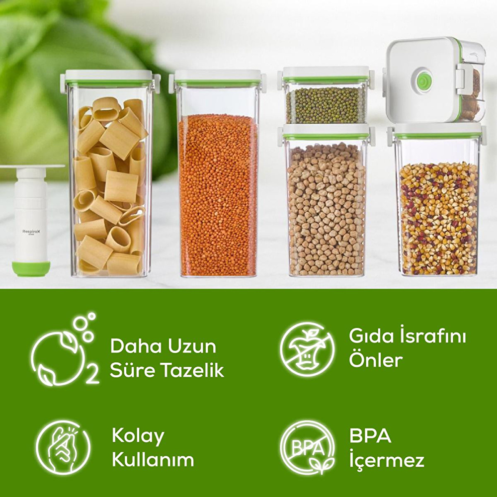 Vienev 4'lü Vakumlu Saklama Kabı Seti | 3x 2 Litre Kap + Manuel Pompa görseli 4