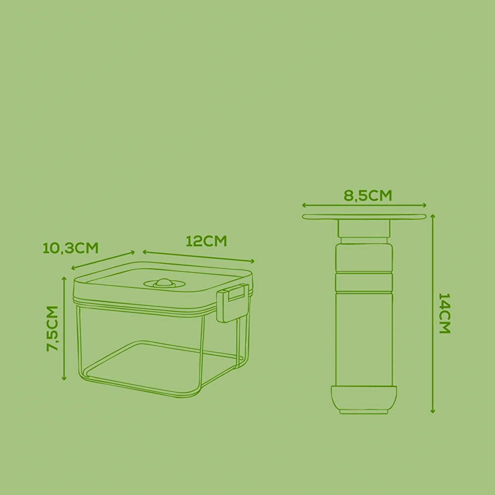 Vienev 7'li Vakumlu Saklama Kabı Seti | 6x 0,5 Litre Kap + Manuel Pompa görseli 2