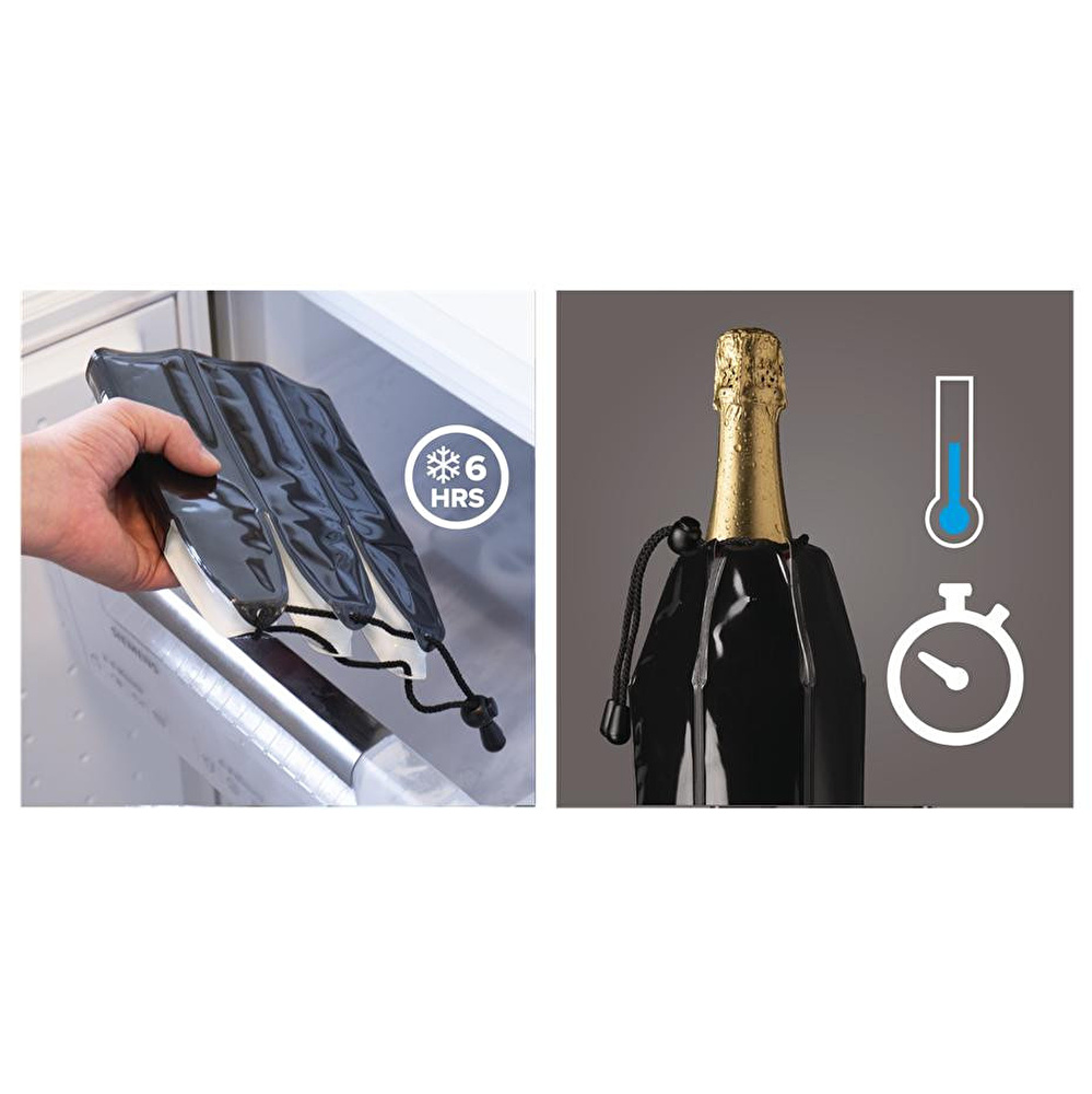 Vacu Vin Aktif Soğutucu Şampanya Siyah görseli 4