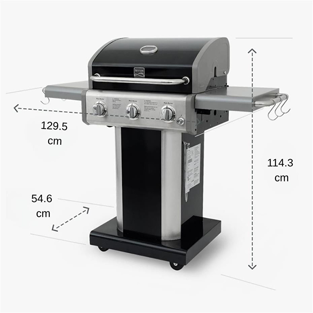 Kenmore Gazlı Barbekü 3 Ocaklı Siyah - Bakır görseli 5