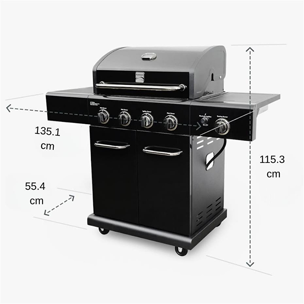 Kenmore Gazlı Barbekü 4 Ocaklı Siyah - Metal görseli 5