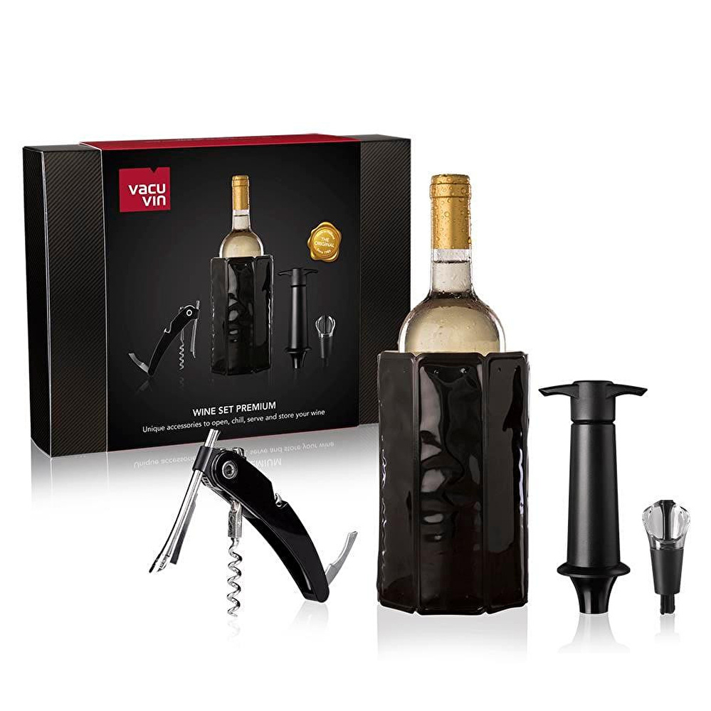 Vacu Vin Premium Şarap Seti 4 Parça Hediye Kutulu Siyah görseli 1