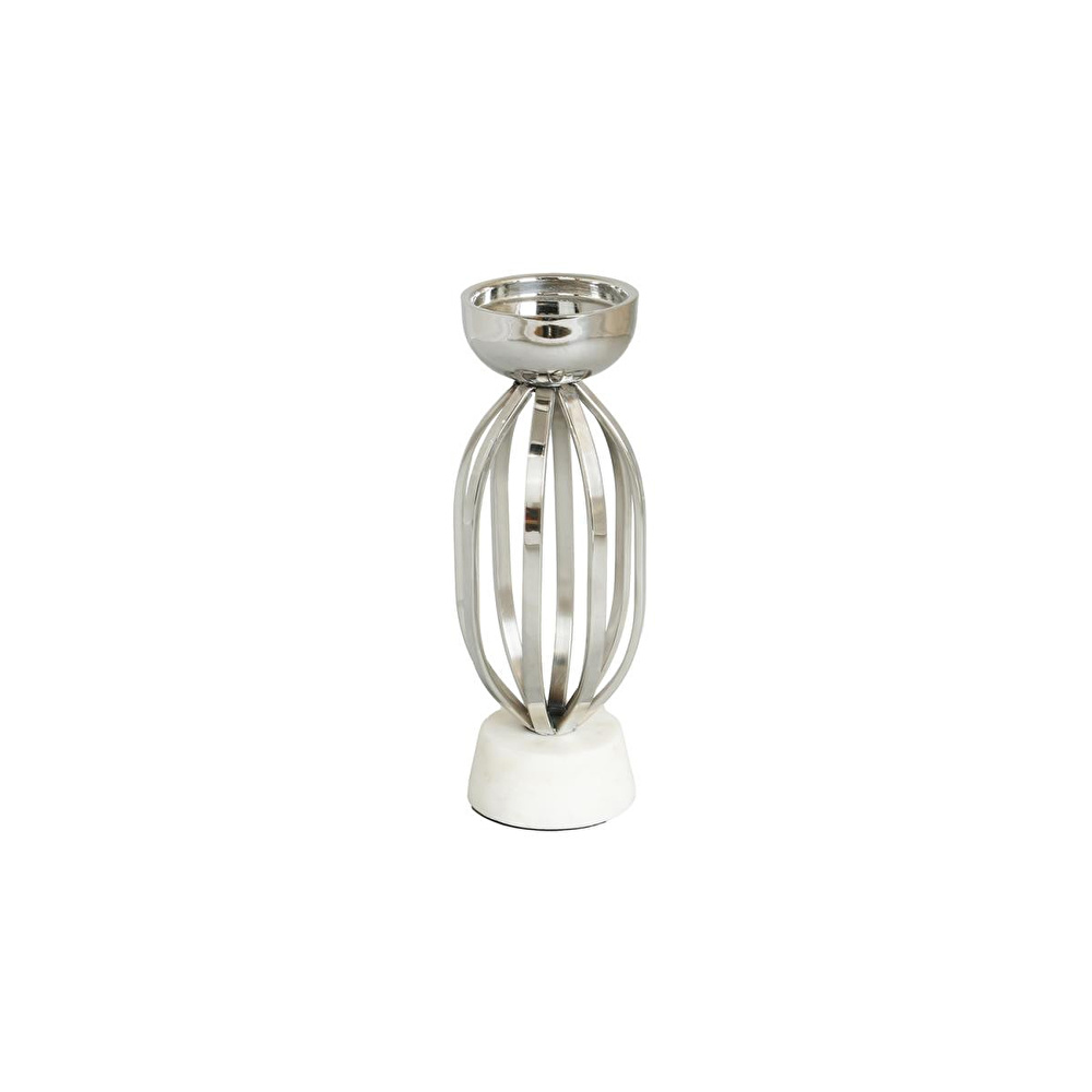 Lucky Art Chrome & Marble Kc Candle Holder 28 Cm görseli 1