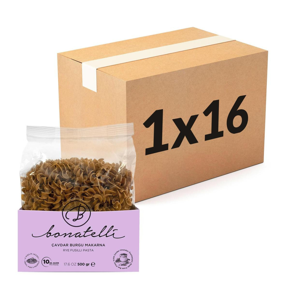 Bonatelli Çavdar Burgu Makarna 500gr X 16'lı Paket görseli 1