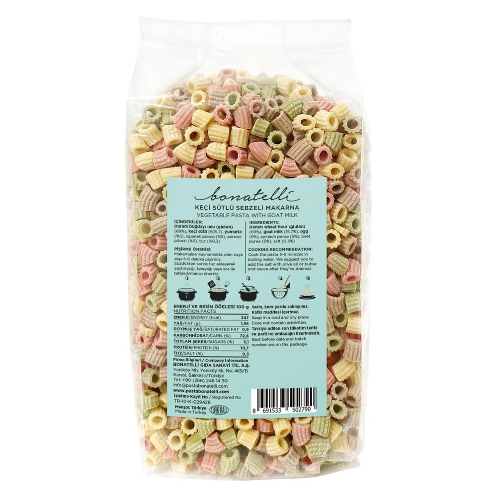 Bonatelli Keçi Sütlü Sebzeli Makarna 300 Gr görseli 2