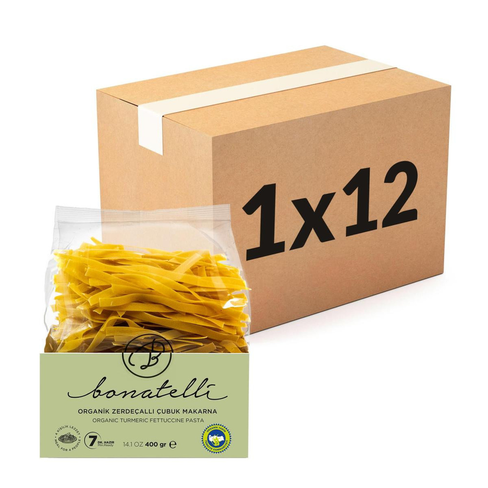 Bonatelli Organik Zerdeçallı Çubuk Makarna 400 Gr X 16'lı Paket görseli 1
