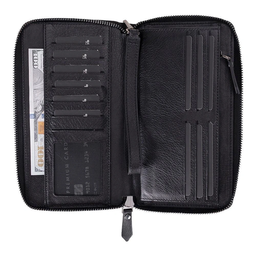 Bloominbag Bloomporter Obsidian Black Hakiki Deri Telefon Bölmeli Cüzdan görseli 5