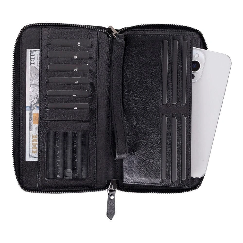 Bloominbag Bloomporter Obsidian Black Hakiki Deri Telefon Bölmeli Cüzdan görseli 3