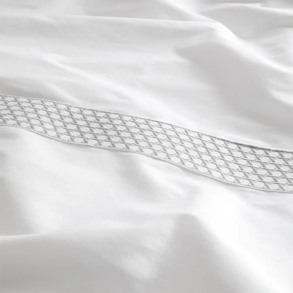 Penelope %100 Pamuk Saten Kumaş Nevresim Seti 240x220 Cm Beyaz Mavi - Regina Serisi görseli 4