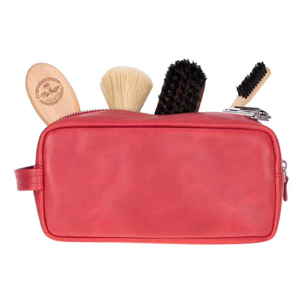 Bloominbag Bloombiel Crimson Red Kırmızı Hakiki Deri Seyahat Ve Makyaj Çantası görseli 5