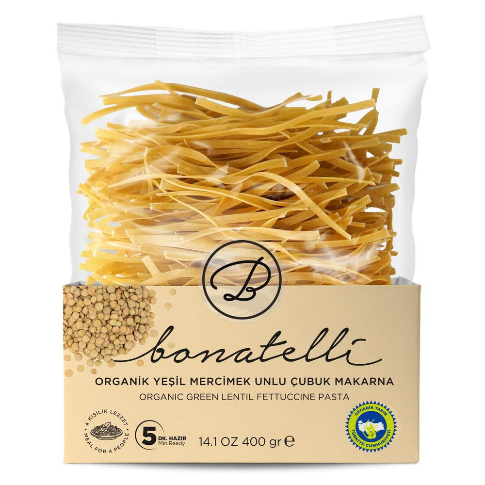 Bonatelli Organik Yeşil Mercimek Çubuk Makarna 400 G görseli 1