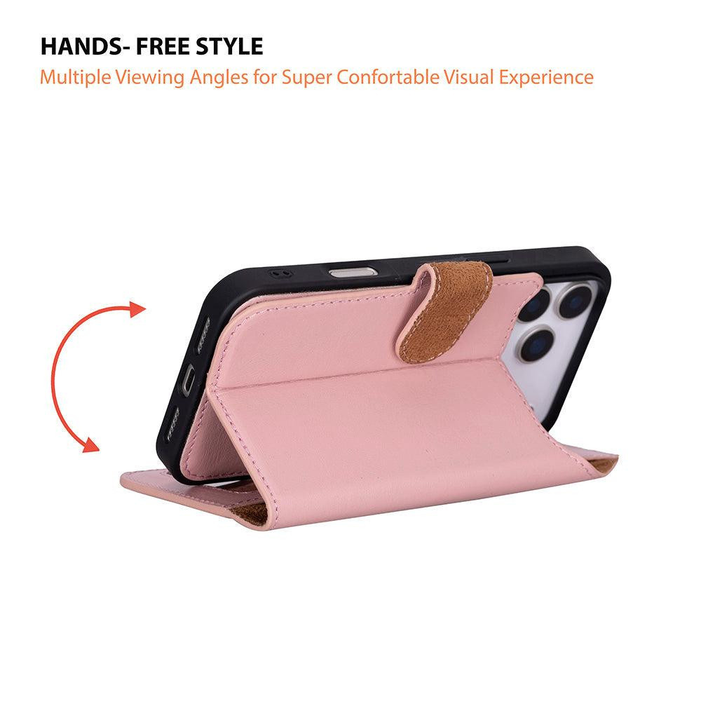 Bloominbag Bloomcase Magic Apple Iphone 17 Pro Max(6.9") Blush Ayrılabilir Hakiki Deri Cüzdanlı Telefon Kılıfı görseli 4