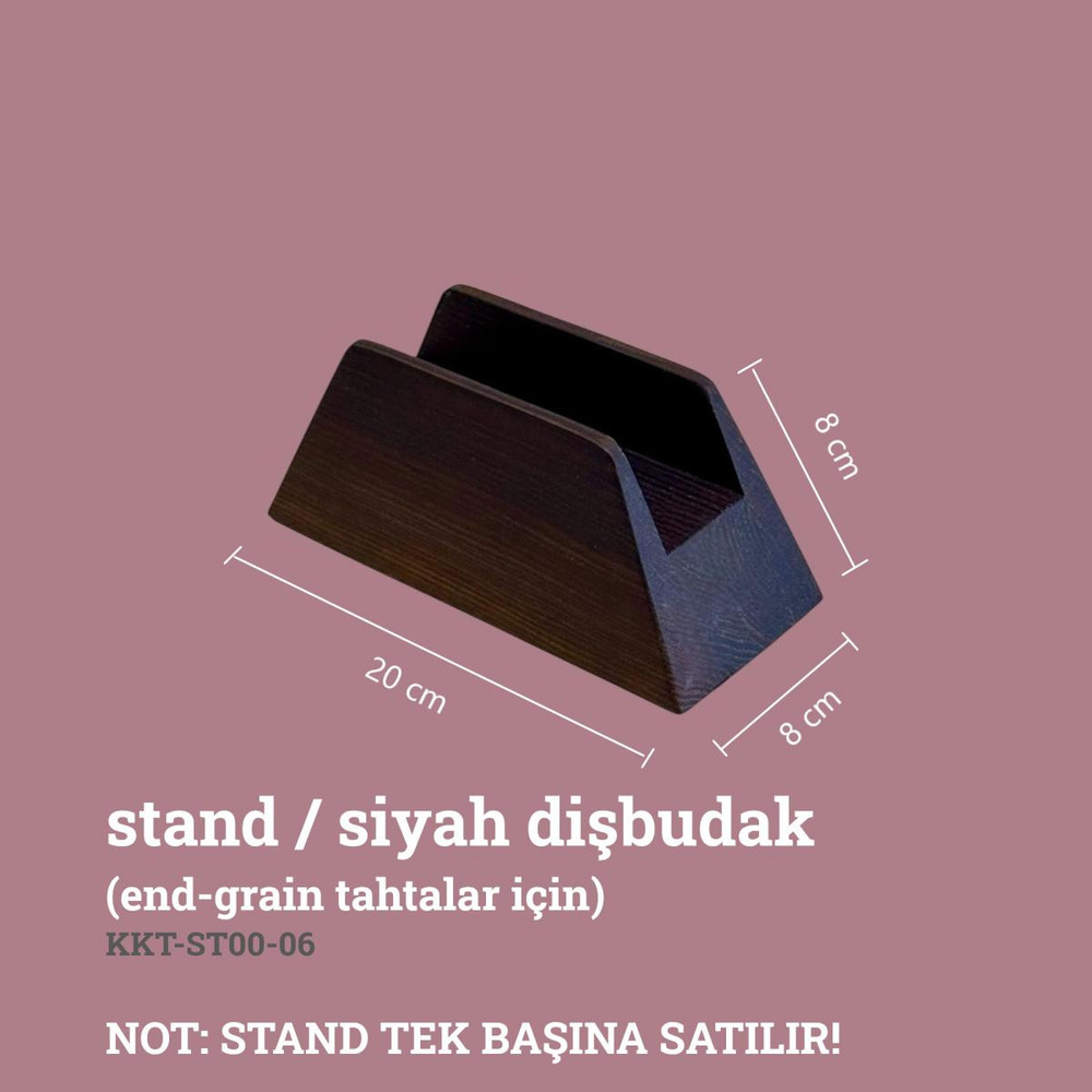 Kaf Ahşap End-Grain Kesme Tahtası Standı / Siyah Dişbudak görseli 2