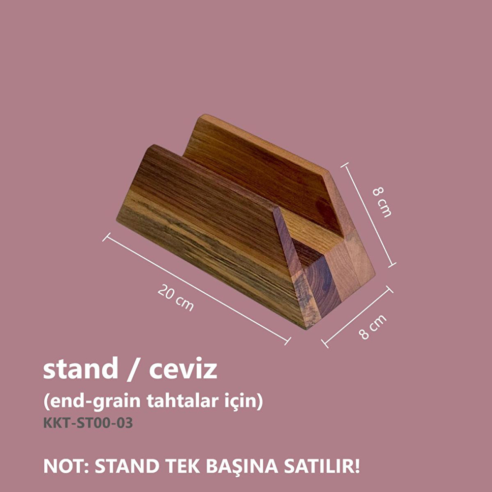 Kaf Ahşap End-Grain Kesme Tahtası Standı / Ceviz görseli 2