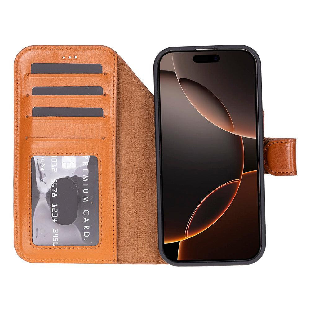 Bloominbag Bloomcase Urban Tan Apple Iphone 17 Pro (6.3") Hakiki Deri Çıkarılabilir Cüzdanlı Telefon Kılıfı görseli 5