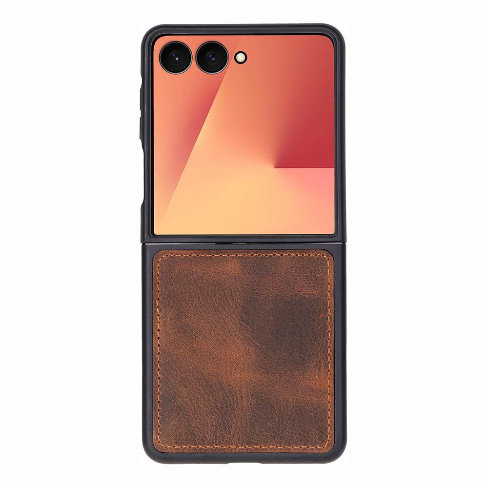 Bloominbag Bloomcase Flex Saddle Brown Hakiki Deri Samsung Galaxy Z Flip 7 Kılıf(6.9"-4.1") görseli 1