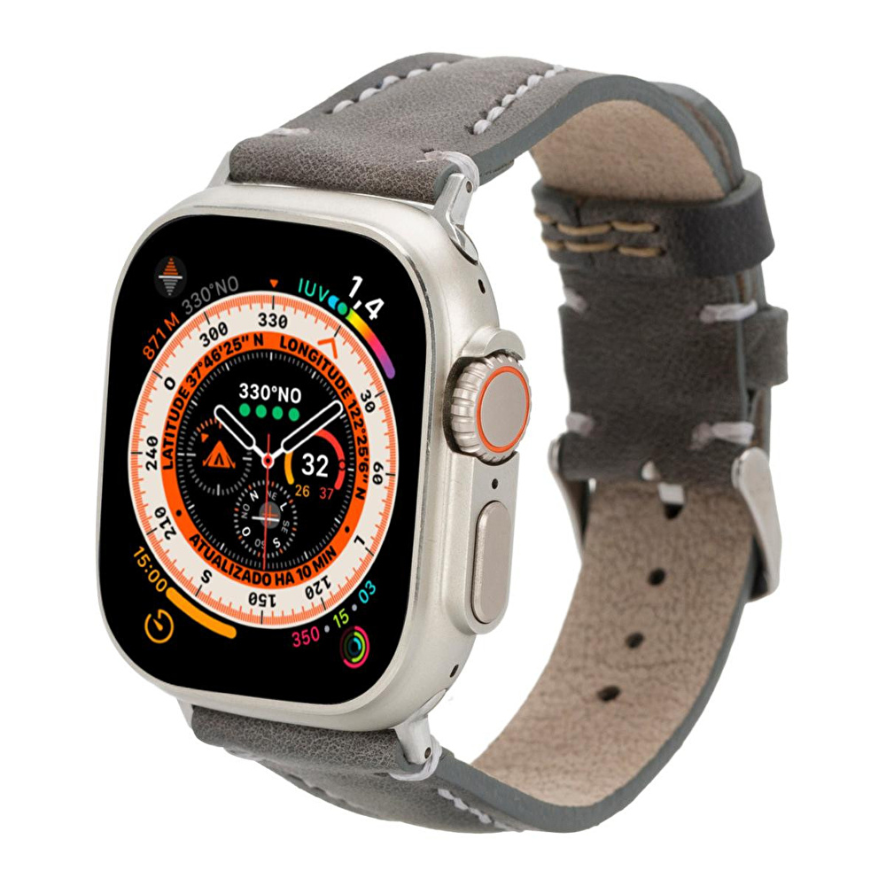 Bloominbag Bloomstrap Avilla Ash Gray Hakiki Deri Apple Watch Kayışı-44/45/46/49mm görseli 1